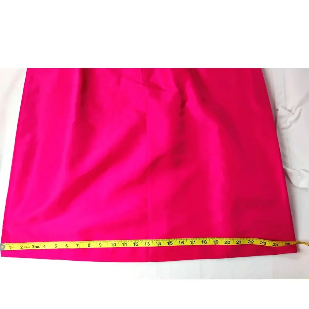 J Crew Womens 16 Hot Pink Silk Taffeta Dress AB Crescent Brooch Spaghetti Strap